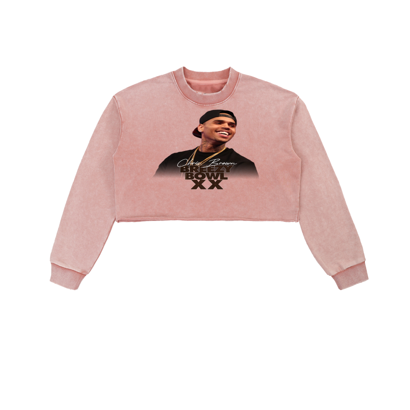 Snow Washed Raw Edge Cropped Sweatshirt